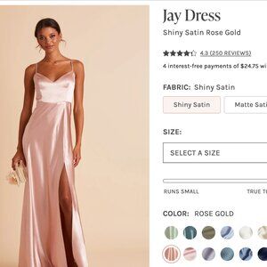 Birdy Grey Rose Gold Bridesmaid Satin Dress (XS)